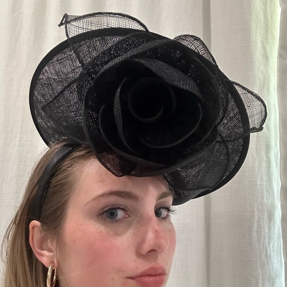 St Julian Black Kentucky Derby headband hat woven with flowers main image 5